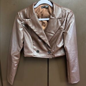 SHEIN Brown Cropped Double breasted Blazer. Size XS